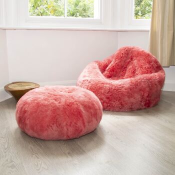 Pouf en Peau de Mouton Hot Buns - Fourrure Tondée Islandaise TOUTES LES COULEURS - Rose 4