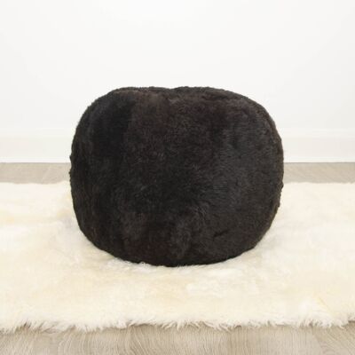 The Boule Icelandic Sheepskin Pouffe - Charcoal Grey Shorn