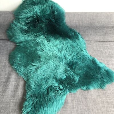 Swedish Sheepskin Rug Sheep Skin Throw - Emerald Green - Hygge Nordic Decor - M