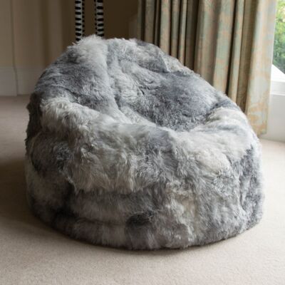 Sheepskin Beanbag Chair 100% Natural Grey Icelandic Shorn 50mm Bean Bag - Large