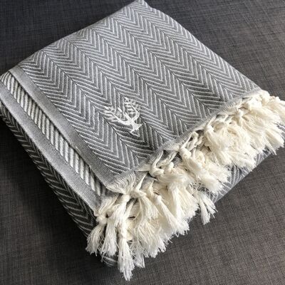 Sonata Organic Cotton Handwoven Throw - Smoke Grey