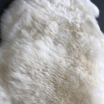 Tapis en peau de mouton blanc britannique XL de qualité supérieure 100% naturel en libre parcours 120cm 3