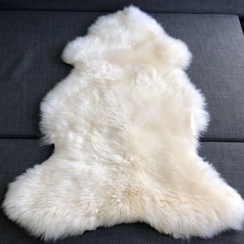 Tapis en peau de mouton blanc britannique XL de qualité supérieure 100% naturel en libre parcours 120cm 6