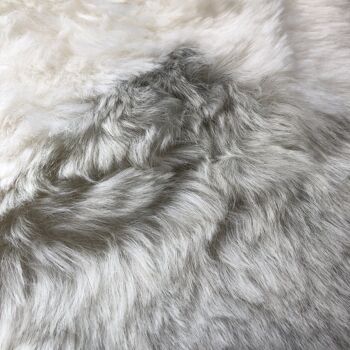 Housse de siège carrée en peau de mouton islandais 37 cm blanc et gris naturel 3