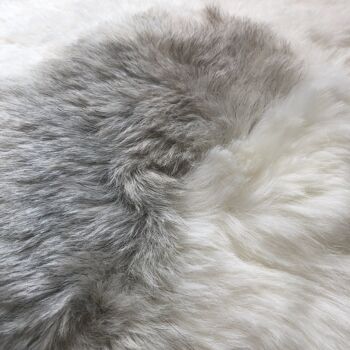 Housse de siège carrée en peau de mouton islandais 37 cm blanc et gris naturel 5
