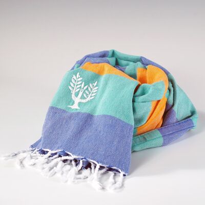 Riviera Hammam Towel Royal Blue/Green/Orange Multi