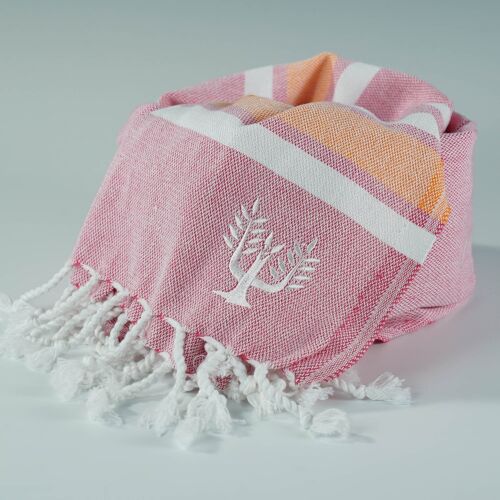 Hampton Hammam Towel | Pink & Orange | Wildash London