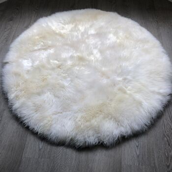 Tapis rond doux en peau de mouton britannique blanc crème ivoire TOUTES LES TAILLES DISPONIBLES - 110cm / 3.6 ft 2