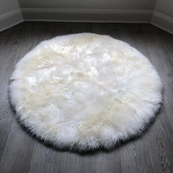 Tapis rond doux en peau de mouton britannique blanc crème ivoire TOUTES LES TAILLES DISPONIBLES - 110cm / 3.6 ft 3