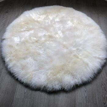 Tapis rond doux en peau de mouton britannique blanc crème ivoire TOUTES LES TAILLES DISPONIBLES - 240 cm / 8 pi 2