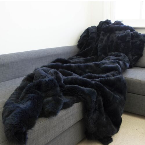 Midnight Blue Shorn Tuscan Shearling Throw | Shearling Rug - 100cm x 200cm