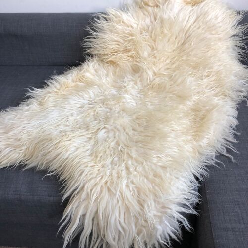 Icelandic Curly White Sheepskin Rug 100% Natural Sheep Skin Throw - Large