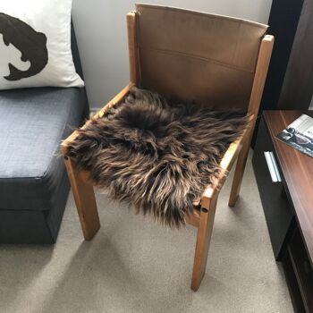 Coussin de siège 100 % véritable peau de mouton écologique British Square 37 cm Marron naturel 1