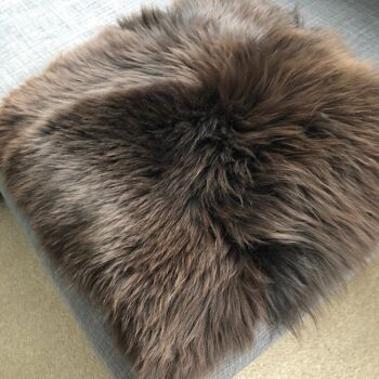 Coussin de siège 100 % véritable peau de mouton écologique British Square 37 cm Marron naturel 6