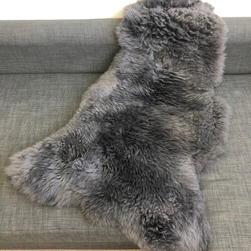 Top Quality British Light Slate Grey Sheepskin Rug Sheep Skin Throw 100% Natural English Free-range UK Hygge Nordic Decor - L