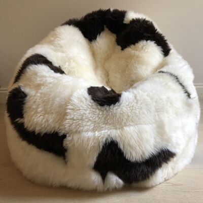 Sheepskin Beanbag Chair 100% Natural British White & Brown Spotted Bean Bag - Junior - White with Brown Spots