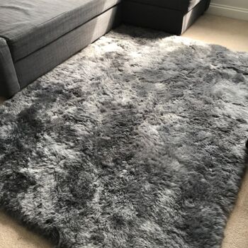 Magnifique tapis islandais en peau de mouton Cool Grey Shorn 50mm Bords droits Rectangulaire TOUTES LES TAILLES DISPONIBLES - 9' x 12' 1