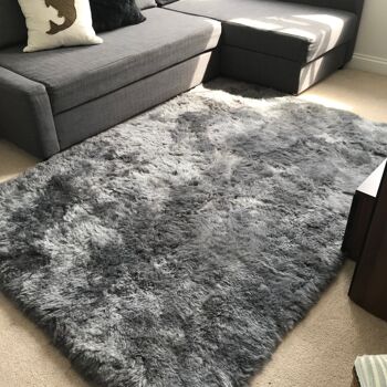 Magnifique tapis islandais en peau de mouton Cool Grey Shorn 50mm Bords droits Rectangulaire TOUTES LES TAILLES DISPONIBLES - 9' x 12' 6