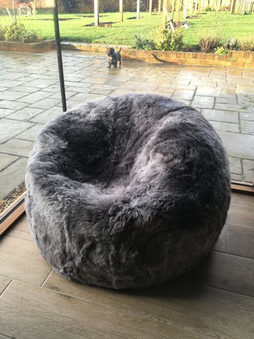 Sheepskin Beanbag Chair 100% Natural Icelandic Shorn Sheepskin Cool Grey Bean Bag - The Pillbox