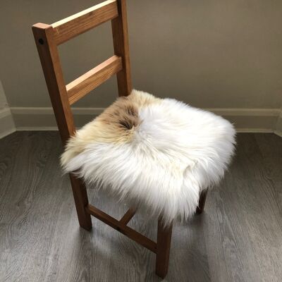 100% Genuine Real Sheepskin Seat Pad British Square 37cm Lights Cream / Browns