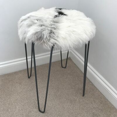 Icelandic Sheepskin Roundie Seat Cover White with Black Shorn 50mm