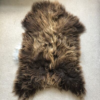 AMAZING Icelandic Bronze Russet Brown Sheepskin Rug Undyed Sheepskin Throw - XL