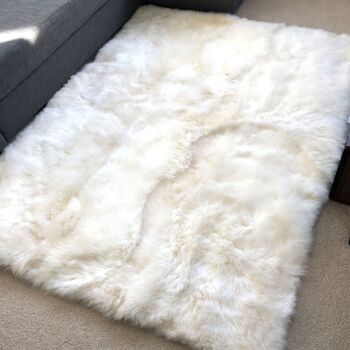 Tapis Britannique en Peau de Mouton Ivoire Crème Blanc Bords Droits Rectangulaire TOUTES LES TAILLES DISPONIBLES - 120cm x 180cm 1