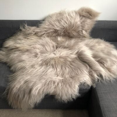 Icelandic Sheepskin Long Fur Rug Sheep Skin Throw Dove Grey ALL SIZES - Sexto