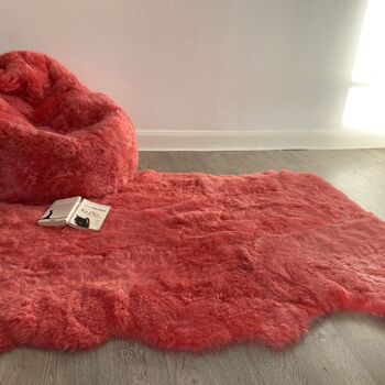 Tapis en peau de mouton islandais tondu 50 mm Couverture en peau de mouton rose corail TOUTES LES TAILLES Bord naturel - Triple 4