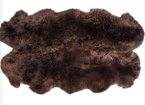 British Sheepskin Rug 100% Natural Brown Sheep Skin Throw ALL SIZES available Double, Triple, Quad, Penta, Sexto, Octo - Double Side by Side