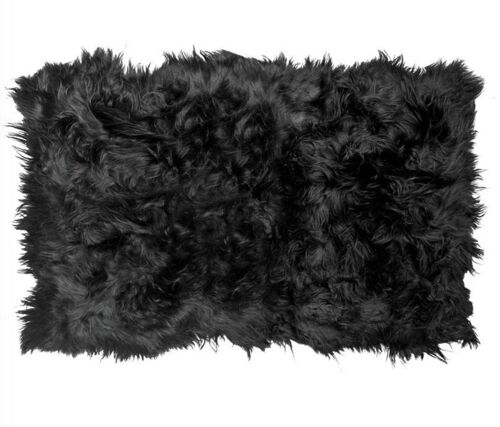 Icelandic Sheepskin Long Fur Rug 100% Natural Black Sheep Skin Throw ALL SIZES available Double, Triple, Quad, Penta, Sexto, Octo - Quad