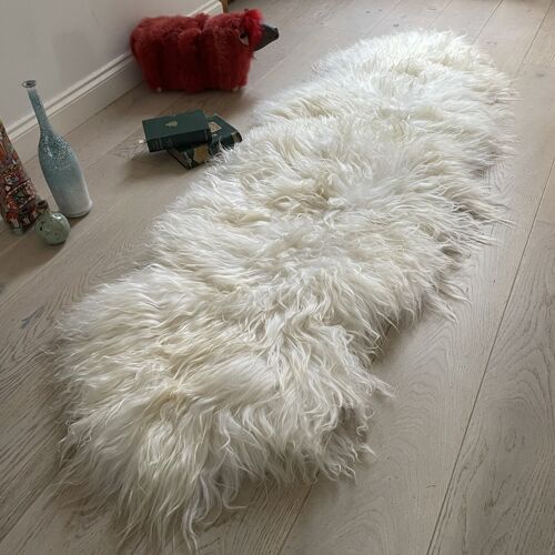 Icelandic Sheepskin Long Fur Rug 100% Natural White Sheep Skin Throw ALL SIZES available Double, Triple, Quad, Penta, Sexto, Octo - Double Back to Back