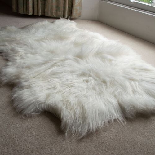 Icelandic Sheepskin Long Fur Rug 100% Natural White Sheep Skin Throw ALL SIZES available Double, Triple, Quad, Penta, Sexto, Octo - Triple