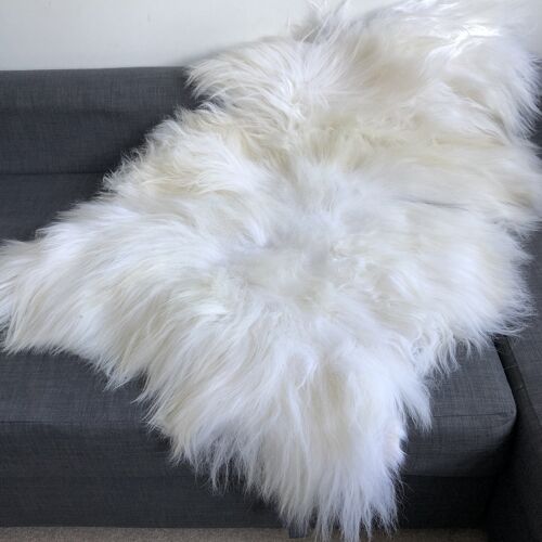Icelandic White Long Fur Sheepskin Rug 100% Natural Sheep Skin Throw Undyed - XL