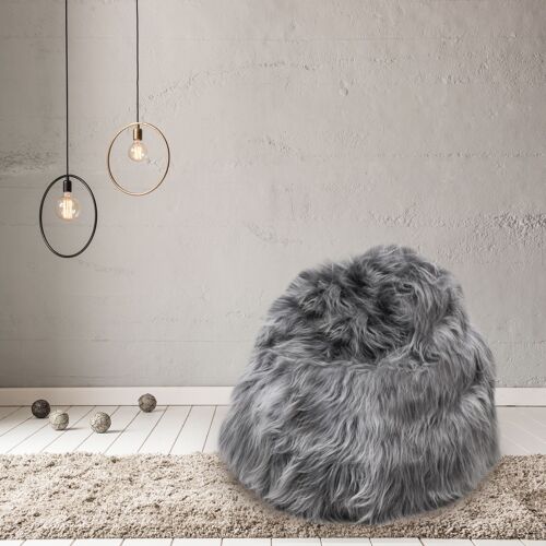 100% Icelandic Longhair Sheepskin Beanbag Chair Cool Grey - Junior