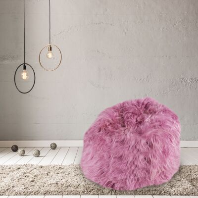 100% Icelandic Longhair Sheepskin Beanbag Chair Vintage Rose - Large