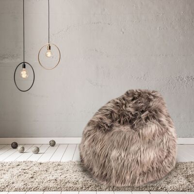 100% Icelandic Longhair Sheepskin Beanbag Chair Taupe - Junior