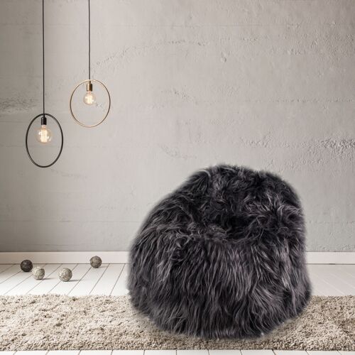 100% Icelandic Longhair Sheepskin Beanbag Chair Pewter - Junior