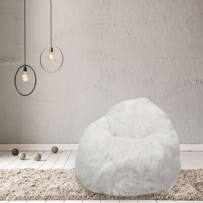100% Icelandic Longhair Sheepskin Beanbag Chair White - Giant