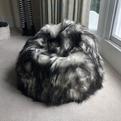 100% Icelandic Longhair Sheepskin Beanbag Chair Timberwolf - Large