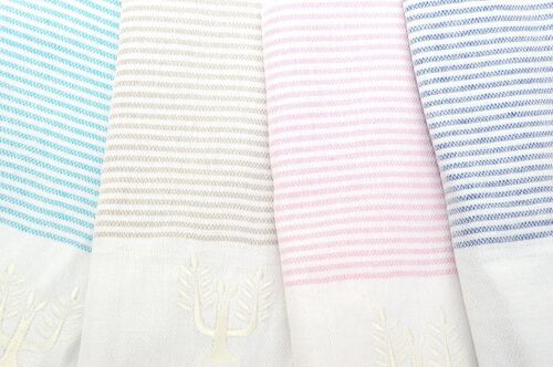 Cancun Striped Hammam Towel | Stone Beige | 100% Cotton