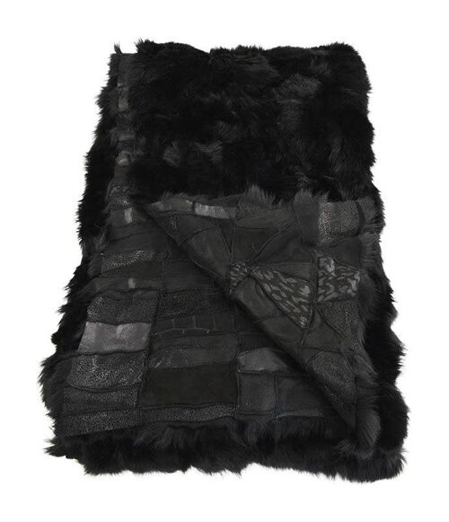 Ink Black Tuscan Shearling Throw | Rug | Wildash London - 130cm x 185cm