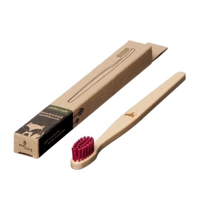 Brosse à dents en bois de hêtre 100% végétale pour enfants - Fox (FSC 100%) BRISTLES BLEUES - 35 UNITÉS