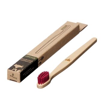 Brosse à dents en bois de hêtre 100% végétale pour enfants - Fox (FSC 100%) BRISTLES BLEUES - 35 UNITÉS 1