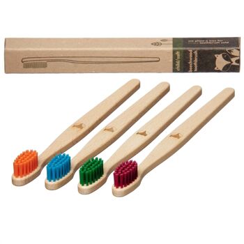 Brosse à dents en bois de hêtre 100% végétale pour enfants - Fox (FSC 100%) BRISTLES BLEUES - 35 UNITÉS 2