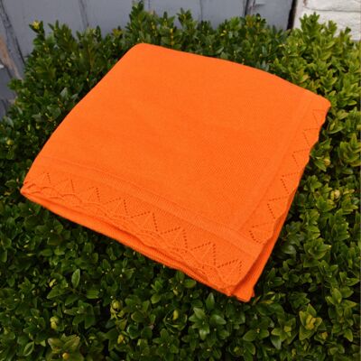 Cashmere Scallop Edge Baby Blanket - Tangerine Dream