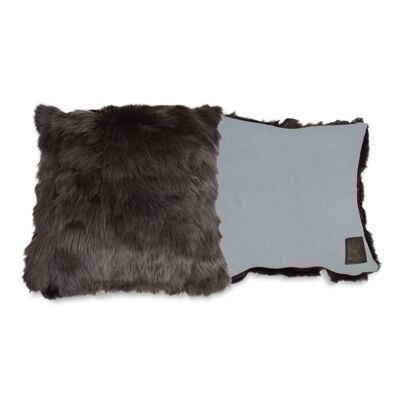 Shearling Cushion Square 45cm Raven Grey & Slate Merino Wool