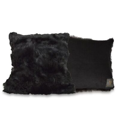 Shearling Cushion Square 45cm Black & Black Baby Cord