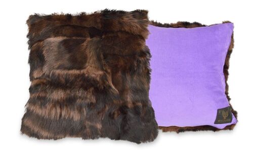 Shearling Cushion Square 45cm Rich Brown & Lavender Baby Cord