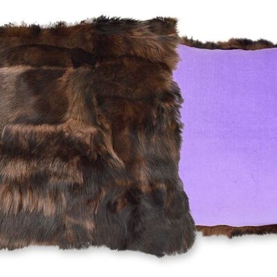 Shearling Cushion Square 45cm Rich Brown & Lavender Baby Cord